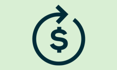 A dollar sign surrounded by a cyclical arrow.